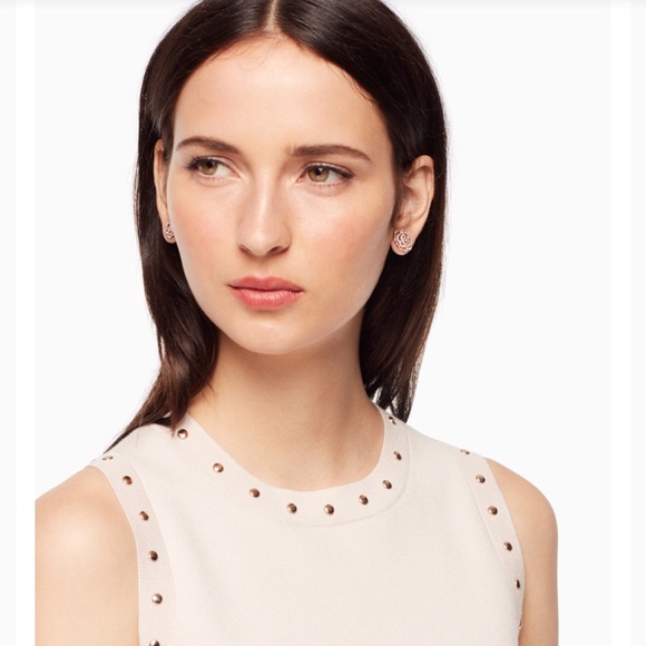 KATE SPADE • Rose Gold Crystal Rose Earrings - Picture 2 of 4